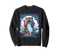 Catzilla Tour Eiffel Attack Costume Amusant pour Amoureux des Chats Sweatshirt