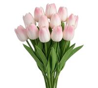 CATZUM 12 pièces tulipes artificielles, fleurs de tulipes fausses en latex pour mariages, fêtes, arrangements floraux, bouquets de mariée, cadeaux de fête des mères (rose)