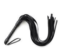 CATZUM Cravache en Cuir avec Franges pour Performances Équestres, Équitation Courte, Fouet en Cuir avec Franges (Noir)