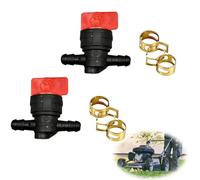 CATZUM Robinet Essence Universel Lot de 2, Durite Ø 8mm, ON/OFF, Plastique Haute Résistance, avec 2 Colliers - pour Moto, Tondeuse, Débroussailleuse & Petits Moteurs