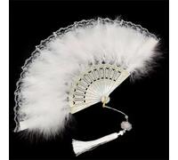 Cauc-1 Pi¿¿Ces Blanc 1920s ¿¿Ventail Plume, Embroidered Flower Marabou Feather Fan, ¿¿Ventail De Plumes Marabout Ann¿¿Es 1920,Ventilateur Plume Flapper Accessoire De Great Gatsby Party