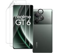 CAUC-2+2 Pièces Protection D'écran Hydrogel Film pour Realme GT 6/ GT 6T 5G, TPU Film Protection Écran avec Protecteur de Caméra Verre Trempé, HD Anti-Rayures, Facile à Installer