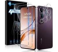 CAUC-2 Pièces Verre Trempé pour Vivo V50 Lite 4G/ 5G avec 2 Pièces Caméra Arrière Objectif Protecteur, Dureté 9H Film Protection écran, Anti Rayures Ultra Résistant Vitre Protection