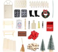 Cauc-28 Pièces Porte Lutin De Noël, Accessoires Lutin Farceur De Noel, Avec Arbre De Noël, Mini-Boîte À Lettres, Bonhomme De Neige, Clôture, Échelle, Sabot De Noël, Couronne De Noël, Porte Féerique