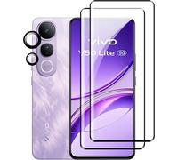 CAUC-3 Pièces 3D Verre Trempé pour vivo V50 Lite 5G, [2+1] Pièces Protection Écran et Caméra Arrière Protecteur, Dureté 9H, Sans Bulles,HD Anti-rayure Protection D'écran