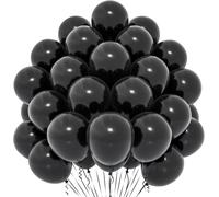 CAUC-Ballons Noirs, 50 Pièces Ballons Noirs Mats 12 Pouces, Ballons Noirs En Latex d'Hélium Pour Femmes Filles Enfants Pour Décoration Fête d'Anniversaire à Thème Noirs Remise Diplôme Baby Shower Mar