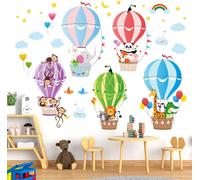 CAUC-BS-104 Animaux en Ballons à Air Chaud Enfants Stickers Muraux Éléphant Girafe Singe Stickers Amovibles pour Bébé Pépinière Chambre Salon Salle de Jeux
