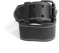 CAUC-Ceinture en cuir, cuir de vachette robuste, boucle double, noir, 135 cm, avec couture blanche, pour sacoches à outils, jeans, etc.