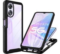 Cauc-Coque Antichoc Pour Oppo A78 5g Avec Protège-Écran - Housse 360° Full Body Protection, Etui Robuste Double Face Transparent, Bumper Case Intégrale, Noir
