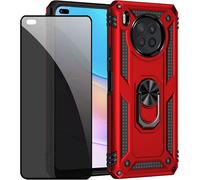 CAUC-Coque kompatibel Huawei Nova8i/Honor 50 Lite Rouge étui de Protection avec Protecteur d'écran en Verre de confidentialité Anti-Espion