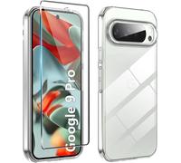 Cauc-Coque Pour Google Pixel 9 / Google Pixel 9 Pro 2024 Protection Case+1 Pièce Verre Trempé Protection Écran,Protecteur D'écran Ultra-Clair 9h,Coque En Silicone Tpu,Antichoc,Fin,Doux-Transparent