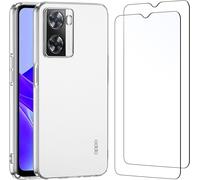 Cauc-Coque Pour Oppo A57 4g /Oppo A57s Ultra Transparente Silicone En Gel Tpu Souple Et 2 × Verre Trempé Pour Oppo A57 4g/ A57s Film Protection Écran