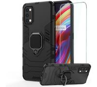 Cauc-Coque Pour Realme 7 Pro, Étuis Antichoc Avec Anneau +Verre Trempé, Housse De Protection Anti-Vibration, Silicone Tpu Case Cover Bumper Protection D'écran - Noir