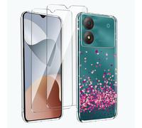 CAUC-Coque pour ZTE Blade A34 (6.6"") Transparent Housse + 2 x Verre trempé Protection écran, Souple Silicone Étui Protection Bumper TPU Téléphone Case Cover-WM85