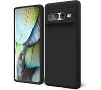 Cauc-Coque Silicone Pour Google Pixel 7 Pro, Étui Ultra Fine Souple Gel Caoutchouc Anti-Chocs Housse Toucher Soyeux, Slim Esthétique Protection Cover, Noir