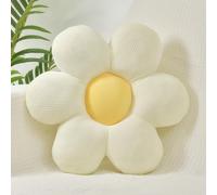 Cauc-Coussin De Fleurs En Forme De Marguerite - Coussin Décoratif Blanc Mignon - Coussin De Sol Esthétique Preppy Pour Lit, Canapé, Chaise - 38 Cm (Blanc Et Jaune)