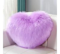 Cauc-Coussin Décoratif En Forme De C?Ur Double Face En Peluche Super Douce Pour Salon, Canapé, Chambre D'enfant, Lit - 35 X 45 Cm - Violet Clair