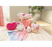 Cauc-Coussin Molang Forme Coeur 42x27 Cm Avec Doudou Molang 10cm Rose - Coussins En Peluche Doux Pour Les Garçons, Les Filles, Les Bébés - Idéal Pour La Maison, La Maternelle Ou En Déplacement - 61679