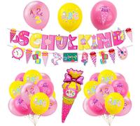 Cauc-Décoration School Kids 2025 Pour Inscriptions Scolaires, Bannière Pour Élèves, Bannière En Forme De Cône De Bonbons, 15 Ballons En Aluminium À Motif De Cône Abc 123