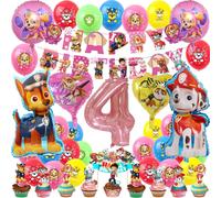 Cauc-Kit De Décoration D'anniversaire Pour Fille Et Chien - Rose - Ballons Gonflables À L'hélium - Bannière Toppers (Numéro 4)