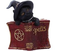 Cauc-Kitty's Grimoire Cat Spell Book Figurine 8,2 Cm, Résine, Rouge, Figurine Familière De Sorcière, Complément Parfait À Toute Collection De Sorcellerie, Coulée Dans La Meilleure Résine,
