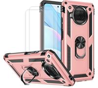 CAUC-kompatibel Coque Xiaomi Mi 10T Lite 5G,Etui + Verre Tremp¿¿[2 Pi¿¿ces] magn¿¿tique Support Armure Robuste Antichoc Silicone TPU 360 degr¿¿ Cas de t¿¿l¿¿phone de Voiture Bumper-Or Rose