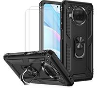 CAUC-kompatibel Coque Xiaomi Mi 10T Lite 5G,Etui + Verre Tremp¿¿[2 Pi¿¿ces] magn¿¿tique Support Armure Robuste Antichoc Silicone TPU 360 degr¿¿ Cas de t¿¿l¿¿phone de Voiture Bumper-Noir