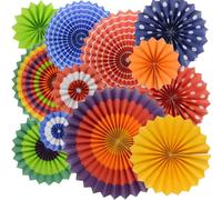 Cauc-Lot De 12 Papier De Soie Fan Colorées Décorations À Suspendre Pour Bébé Douche Decor D'anniversaire De Mariage Parti Decor Or Mur Anniversaire Halloween Noel Nouvel An