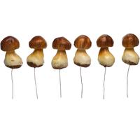 Cauc-Lot De 6 Champignons - Avec Fil Pour Bricolage - Naturel - Marron - Environ 4 X 3 X 7,5 Cm - Décoration Naturelle