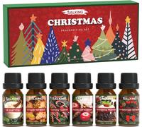 Cauc-Noël Huiles Essentielles, 6x10ml Huile Essentielle Bio Pour Diffuseurs, Couronne De Noël, Pomme Cannelle, Pain D'épices, Cannes De Bonbon, Pudding, Lait De Poule
