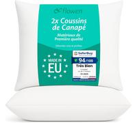 Cauc-Oreiller 65x65 Lot De 2 Pour Le Lit Coussins Pour Dormir Et Décoratifs Antiallergiques Anti-Acariens Et Rafraichissant Taie D'oreiller Blanc En Microfibre Amovible Et Lavable