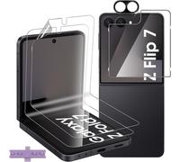 Cauc-Pour Samsung Galaxy Z Flip 7 5g Verre Trempé, 2+1+1 Pièces Interne Tpu Protecteurs D'écran + Retour Vitre Protection Écran + Caméra Arrière Protecteur (Noire), Hd Film Pour Z Flip7 5g