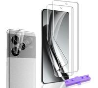 CAUC-Protection Écran pour Realme GT 6/Realme GT 6T et Verre Trempé Caméra Protecteur [2+2 pièces], Sans Bulles, HD Transparent Film, Doux TPU Protection pour Realme GT 6/6T Protection Écran