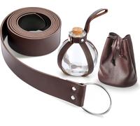 CAUC-Set d'Accessoires d'Halloween Bouteille de Potion de Magie Noire avec Bouchon en Liège Ceinture Médiévale et Pochette à Cordon de Médecine pour Cosplay