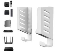 CAUC-Support Mural Universel pour TV Box/Routeur/Commutateurs Réseau/Modems, compatible avec TP-Link, Mi Box, Apple TV, Sky Q, Étagère Murale pour Dispositifs Épaisseur < 4cm, White