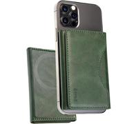 CAUC-TECHMADE Etres Portefeuille magnétique compatible avec MagSafe pour iPhone 16/15/14/13/12 série, porte cartes en PU leather, poche en espèces et 6 poches pour cartes, vert, Taille Unique