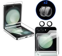 Cauc-Verre Tremp¿¿, Pour Samsung Galaxy Z Flip 6/ Galaxy Z Flip 7 Fe 2 Pi¿¿Ces 9h Duret¿¿ Avant Protection ¿¿Cran + 2 Pcs Flexible ¿¿ L'int¿¿Rieur Protection Ecran + 2 Pcs Cam¿¿Ra Arri¿¿Re Protecteur