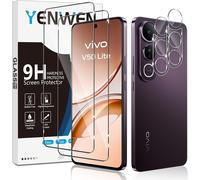 CAUC-Verre Trempé pour VIVO V50 Lite 4G / 5G Protection Ecran, 2 Pièces Protection écran Film et 2 Pièces Caméra Arrière Protecteur, Anti Rayures, Dureté 9H Glass, Sans Bulles