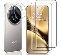 Cauc-Verre Trempé Pour Vivo X200 Pro 5g, 2 Pièces Protection Écran Film Avec 2 Pièces Caméra Arrière Protecteur, Dureté 9h Film Objectif Ultra Hd Vitre Trempé