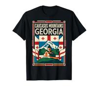 Caucase Montagnes Géorgie Drapeau Montagne Voyage Art T-Shirt
