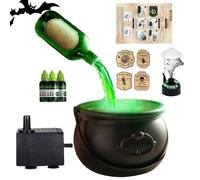 Caufron de sorcières, décorations d'Halloween à l'intérieur, potion flottante bricolage Ensemble avec des sorcières Caudron et brouillard, décor de fête d'Halloween en plastique noir vintage.