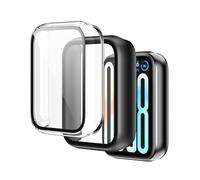 CAUHENYEE Coque pour Xiaomi Smart Band 9 Pro, Couverture Complète Transparente + Coque de Protection Noire, Antichoc, Résistant aux Rayures, Lot de 2