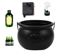 Cauldron Diffuser, Halloween Black Witch Pot with Floating Potion Bottles, Bubbling Mist Jar for Holiday Decorations, Spooky Outdoor Entryway Yard Setup, Haunted House Or Backyard
