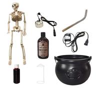 Cauldron Halloween Decor, Floating Potion Bottles with Mist Diffuser, Compact Heavy Duty Spooky Light Up Prop for Kitchen Mantel Yard Garden Indoor Room Tabletop Haunted House Display