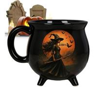 Cauldron Witch Mug, Feline Cup, Witch Cat Ceramic Milk Cup, Decorative Novelty Cauldron Mug Tea Coffee Dinnerware For Halloween Women Friends Sisters Kitchen Family Gathering Party Home
