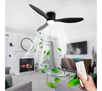 Caunmar Plafonnier Ventilateur De Plafond 106CM 3 Lames, Ventilateurs De Plafond Avec Lampe Intégrée 3 Couleurs 6 Vitesses Avec Minuterie, Lampe Ventilateur Silencieux Moteurs DC Réversibles-noir