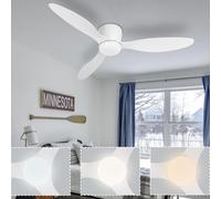 Caunmar Plafonnier Ventilateur De Plafond 132CM 3 Lames, Ventilateurs De Plafond Avec Lampe Intégrée 3 Couleurs 6 Vitesses Avec Minuterie, Lampe Ventilateur Silencieux Moteurs DC Réversibles