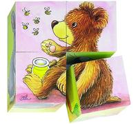 Goki Goki-57056-Puzzle bébés Animaux, 4 Cubes, 57056, Marron