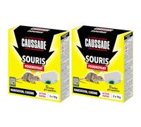 CAUSSADE 2 Boîtes Anti Souris Pré-Appâtées Foudroyant - Prêt à Poser - Lieux secs & humides - Une Ingestion Suffit - Fabriqué en France - 20g CASABOIT2 (4 Boites)