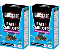 CAUSSADE Anti Rats & Mulots - Efficacité Radicale - Lieux Secs - 6 Sachets Céréales - Prêt À l'Emploi - Une Ingestion Suffit - 150g CARMUC150N (Lot de 2)